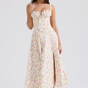 House of CB Carmen Ivory Posy Print Bustier Sundress XS NWT